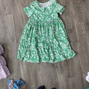 Charming Green Floral Kids Dress